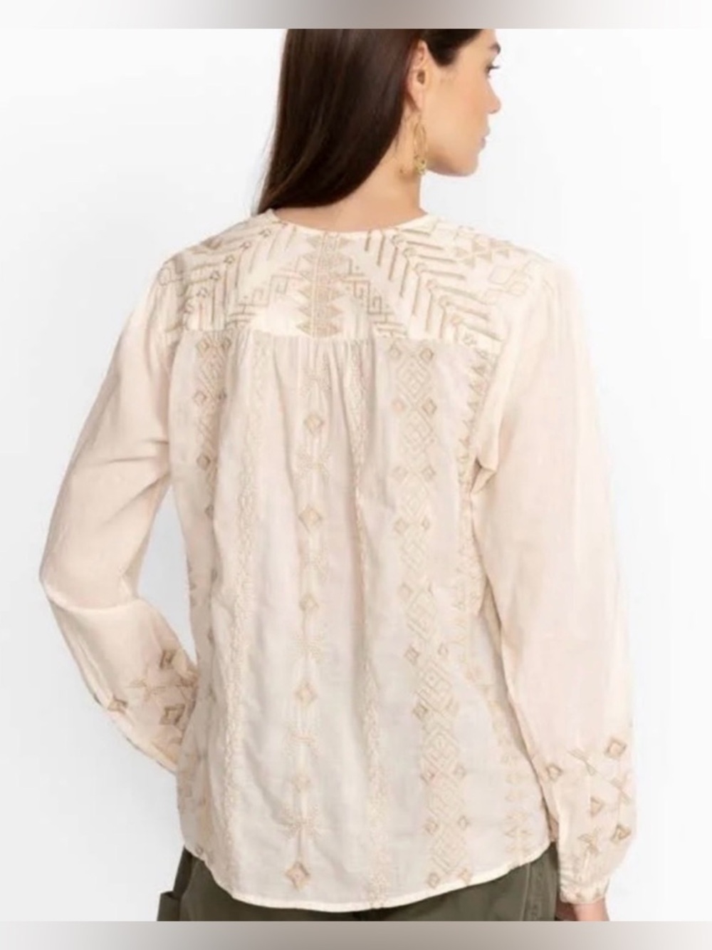 Johnny Was Women’s Charis Embroidered Prairie Blouse Neutral Size XL - Picture 6 of 14